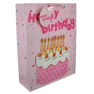 Bolsa de Regalo Happy Birthday Rosa (Pack de 12 uds.)