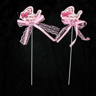 Topper para Tarta de Nacimiento - Cochecito Rosa (12 uds.)