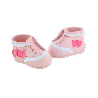 Topper para Tarta de Nacimiento - Zapato de Beb&eacute; Rosa (2 uds.)