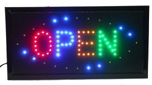 Cartel Luminoso LED OPEN - 4 Colores - Intermitente