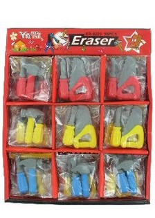GOMAS DE BORRAR CON FORMA DE HERRAMIENTA EN EXPOSITOR (36 uds.)