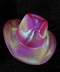 SOMBRERO DE COWBOY CON PURPURINA - ROSA (6 uds.)