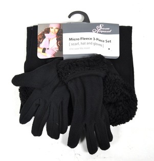 Conjunto de Microforro Polar de 3 Piezas Negro
