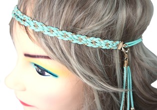 Diadema con Plumas Menta (1 ud)