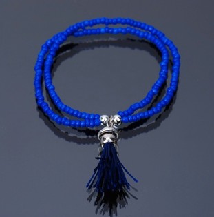 Pulsera Estilo Ibiza con Borla Azul (1 ud)