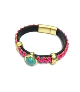 Pulsera de Lujo Rosa / Turquesa Estilo Ibiza (1 ud.)