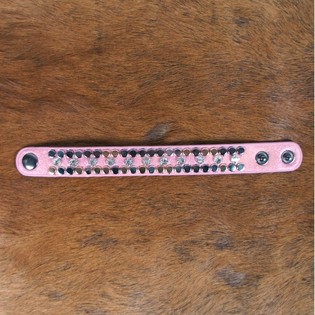 Pulsera Ibiza Rosa con Tachuelas y Brillantes (1 ud)