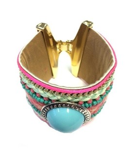 Pulsera de Lujo Estilo Ibiza Turquesa / Rosa (1 ud.)