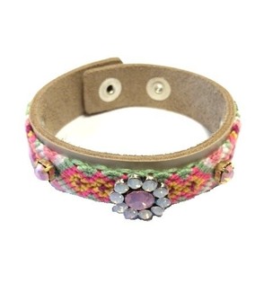 Pulsera de Lujo Estilo Ibiza Crema/Taupe Flor (1 ud)