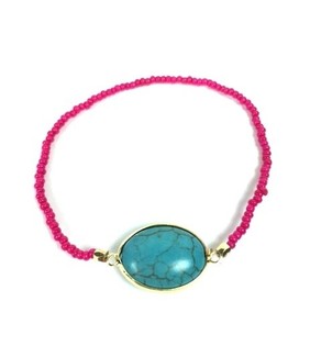 Pulsera Fucsia Estilo Ibiza con Piedra (1 ud)