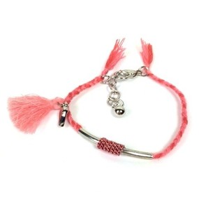 Pulsera Trenzada Rosa Estilo Ibiza (1 ud.)