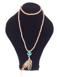 Collar Estilo Ibiza con Símbolo de la Paz Marrón (1 ud)