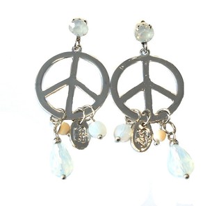 Pendientes de Plata Peace Cristal Blanco (1 ud.)