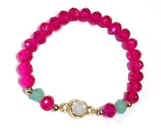 Pulsera Ibiza Fucsia Turquesa con Estrás (1 ud)