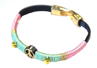 Pulsera Estilo Ibiza con Símbolo de la Paz Rosa/Menta (1 ud)