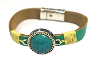 Pulsera estilo Ibiza con piedra turquesa (1 ud)