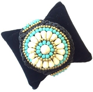 Pulsera Estilo Ibiza de Cuentas - Turquesa y Blanco (Hecha a mano)