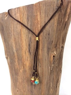 COLLAR CON PIEDRAS AZULES HECHO A MANO ORIGINALS ROJO/MARRÓN (1 ud.)