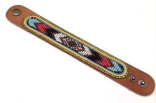 Pulsera de cuero Aztek estrás verde (1 ud.)