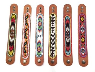 Pulsera de Cuero Azteca con Strass Pack de Mezcla (6 uds)