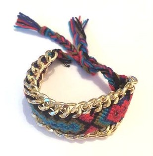 Pulsera trenzada rojo/azul (1 ud.)