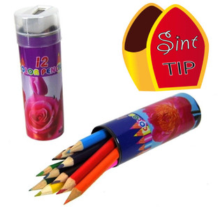 L&Aacute;PICES DE COLORES EN TUBO + SACAPUNTAS (24 ud.)