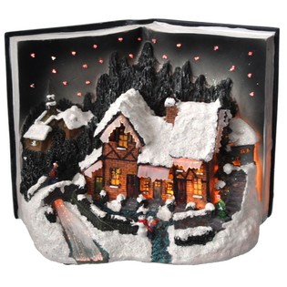 Villa Navideña en Forma de Libro con Iluminación Glow