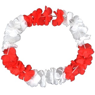 Collares Hawaianos Rojo/Blanco (50 uds.)
