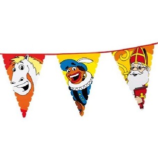 Guirnalda de Banderines Grande Sinterklaas y Piet 6m (13 uds.)