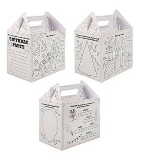 Caja de Men&uacute; &ndash; Happy Birthday &ndash; Para Colorear - 14 x 9,5 x 18 cm (24 uds.)