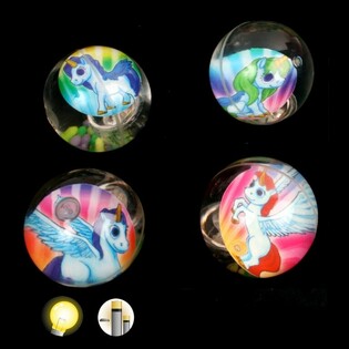 Pelotas Saltarinas de Unicornio con Luz Grandes, 6,5 cm (12 uds.)