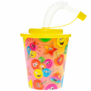 Vaso con pajita / Vaso para helado – Smiley, 250 ml (12 uds.)