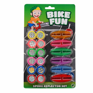 BIKE FUN - Set de 18 Reflectores de Radios para Bicicleta en Tarjeta (1 ud.)