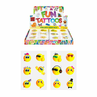 Tatuajes Divertidos Smiley en Expositor (96 unidades)