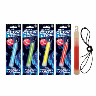 BARRITAS LUMINOSAS GLOW STICK - 15CM CON CORD&Oacute;N - COLORES MIXTOS EN EXPOSITOR (12 uds.)