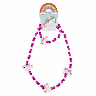 Set de Collar y Pulsera de Unicornio de Madera para Ni&ntilde;os (48 uds.)