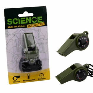 SILBATO DE SUPERVIVENCIA SCIENCE EXPLORER CON BRÚJULA Y TERMÓMETRO (24 uds)