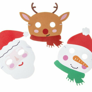 Mix de M&aacute;scaras de Navidad de Goma Eva - Pap&aacute; Noel, Reno y Mu&ntilde;eco de Nieve (48 uds)