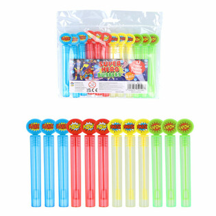 Varitas de Pompas de Jab&oacute;n Superh&eacute;roes de Colores (12 Unidades)