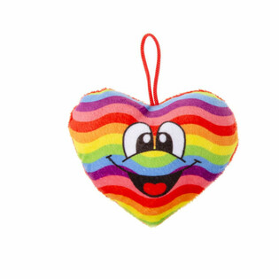 CORAZ&Oacute;N DE PELUCHE ARCO&Iacute;RIS CON SMILEY (24 uds.)
