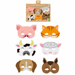M&aacute;scaras de Animales de Granja ECO FRIENDLY de Papel - 12 Unidades