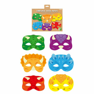 M&aacute;scaras de Papel de Dinosaurio ECO (12 unidades)