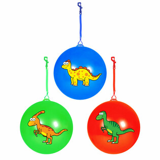PELOTA DINOSAURIO CON CORD&Oacute;N / PELOTA BUNGEE &Oslash;23 Cm (24 uds.)