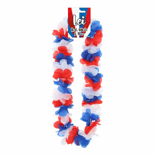 Collar Hawaiano - Rojo / Blanco / Azul (12 uds.)