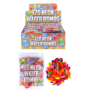 120x GLOBOS DE AGUA EN BOLSA EN EXPOSITOR (24 uds.)
