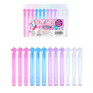 Mini varitas de pompas de jab&oacute;n Unicornio (Pack de 12 uds.)