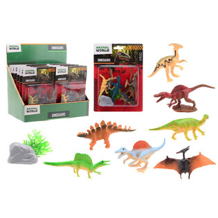 ANIMAL WORLD - Set de Juego de Dinosaurios 8 Piezas - Expositor de 12