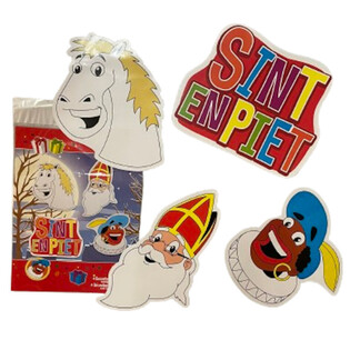 SINTERKLAAS SINT & PIET - JUEGO DE 4 CARTELES DE DECORACI&Oacute;N DOBLE CARA (6 uds.)