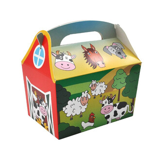 CAJA DE MENÚ MODELO: ANIMALES DE LA GRANJA - Dim 18.5x12x19 CM - FOODBOX - KIDSBOX (24 uds)