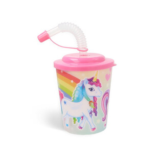 VASO DE BEBIDA / TARRINA DE HELADO CON PAJITA – UNICORNIO (12 uds.)